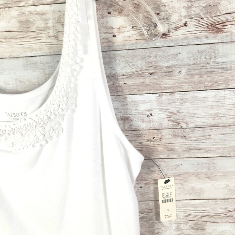 Talbots, White Sleeveless Tank Top, Classic, Sz Lp - Picture 5 of 6